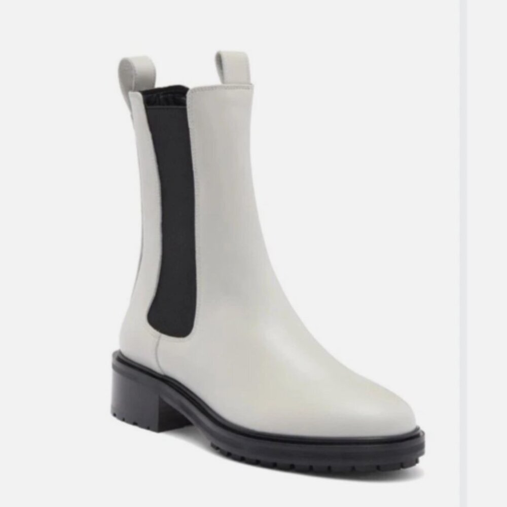 Aeyde Jack Light Gray Chalk Leather Chelsea Boots Size 39/8.5 New $545
